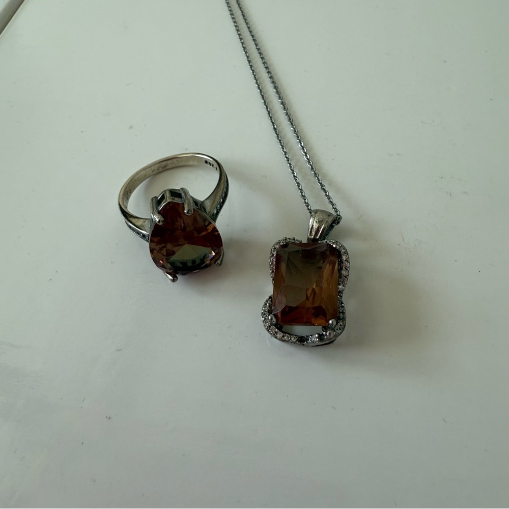 Turkish Zultanite Color Changing Ring and Necklace Pendant Silver